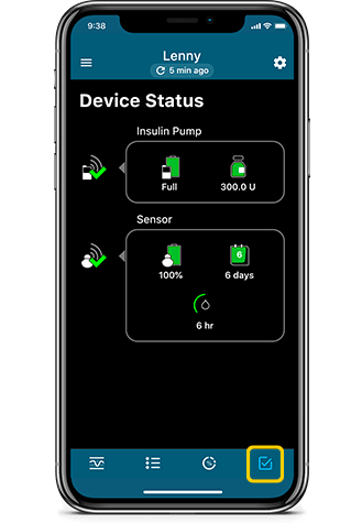 Device Status screen